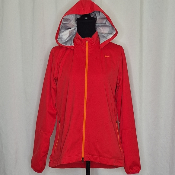 Nike Women's Hooded Windbreaker Light-Rain Jacket Red w/ Orange Accent - Size L - Picture 6 of 16